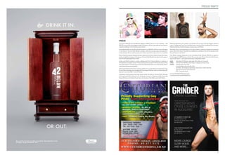 Photograph: Anthony Lycett for Self Styled London

PROUD PARTY

PROUD
Last year’s PROUD was Auckland’s biggest LGBTIQ party in over a decade – and
PROUD 2014 will be even bigger, bolder and better, with an international cast of party
superstars ﬂying in from Sydney and London!

Floating high above the outdoor courtyards, the two bars with the biggest decks in
town, La Zeppa and Tom Tom, will play host to top local DJs including Dick Johnson,
Marjorie Sinclair, Zeisha Fremaux, James Leuii and Mauri.

Immediately after the Auckland Pride Parade 2014, PROUD will throw open the gates
to the historic Victoria Park Market complex, with internal staircases accessing ﬁve
amazing dance ﬂoors and stunning new outdoor and indoor spaces for you to explore!

And deep down in the basement, we’ve discovered a brand new dark and industrial
space where DJs Greg Churchill, Donald Bennett and Mana Tai will be hitting it hard,
fast and heavy until dawn!

Meow! Back by popular demand, Sydney supernova DJ Kitty Glitter brings her unique
style and uplifting energy to the open-air Victoria Park Market Courtyard, with support
from local heartbreaker Karn Hall.

The official closing celebration of the Auckland Pride Festival, PROUD is going to
be the biggest LGBTIQ party of 2014! Do not miss out! This is Victoria Park like you
have never seen it – and queer partying on a legendary scale!

Queer and Now! London’s coolest underground club, Vogue Fabrics is coming to
Auckland for one night only. DJ Tranny Dad and The Duchess of Pork will take over the
new Pohutukawa Courtyard for an evening of demented disco, perverted performance
and trampolining transvestites!

WHEN

The Vogue Fabrics DJs will be bringing a global circus of genderfuck superfreaks along
for the ride, including the outrageously long-legged Sydney style icon Apocalypstik,
plus our own inimitable Cindy of Samoa.
Experience three spectacular stage shows under the historic Victoria Park chimney
starring beautifully deviant erotic burlesque troupe In Flagrante, Mika featuring
Hannah Martin and Zakk d’Larte, plus the fabulous Kita Mean and the K Holes!

WHERE
TICKETS

Saturday 22 February, 9pm-5am (ﬁrst show at 10.30pm)
Victoria Park Market (including La Zeppa and Tom Tom)
Presales $50, Door $60
www.iticket.co.nz or 09 361 1000
Poof Bar, The Women’s Bookshop, Marcello’s Caffé, Urge Bar,
Real Groovy and Conch Records
R18 – licensed venue

www.aucklandpridefestival.org.nz
www.Facebook.com/AkldPrideFest

39

 