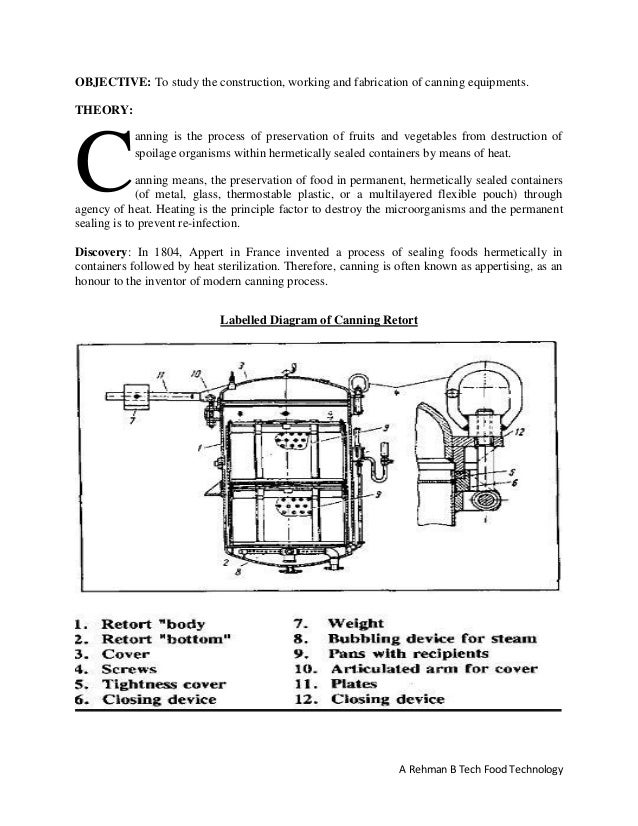 Canning Equipments Construction & Working