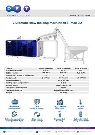 Automatic PET stretch blow molder APF Max-3U 