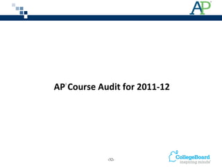 AP®
Course Audit for 2011-12
‹32›
 