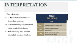 APGAR SCORE appearance, pulse rate,grimace,activityand respiration | PPTX