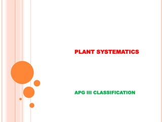 PLANT SYSTEMATICS
APG III CLASSIFICATION
 