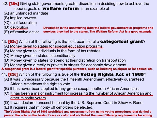 ap government 2009 mc exam mc which form of discrimination did the voting rights act of 1965 specifically address