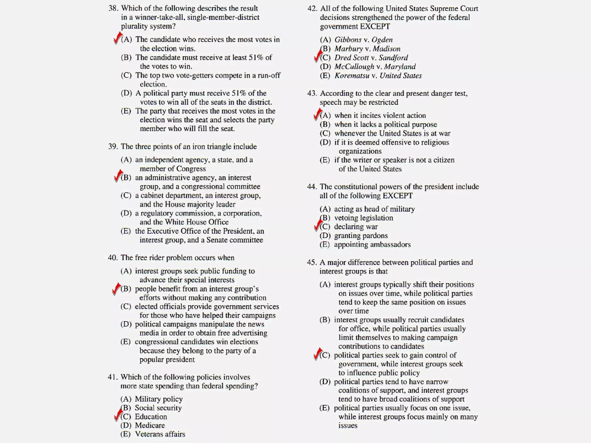 AP Government Practice Exam 2009 | PPT