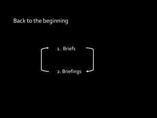 Back to the beginning Briefs 2. Briefings 