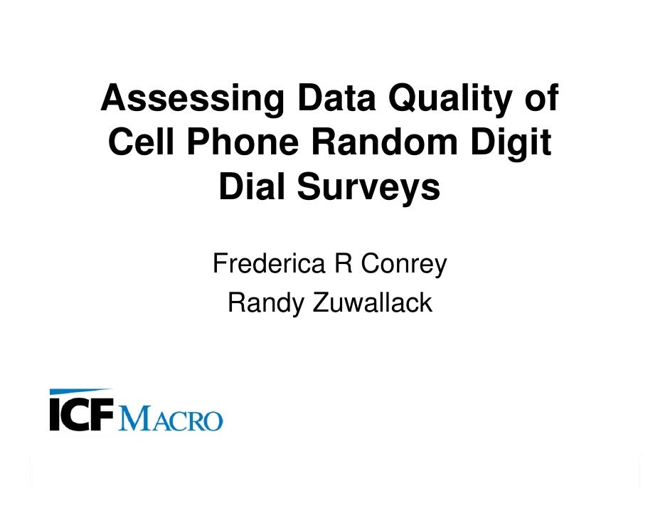 Random digit dialing cell phone surveys and surveillance systems dat…