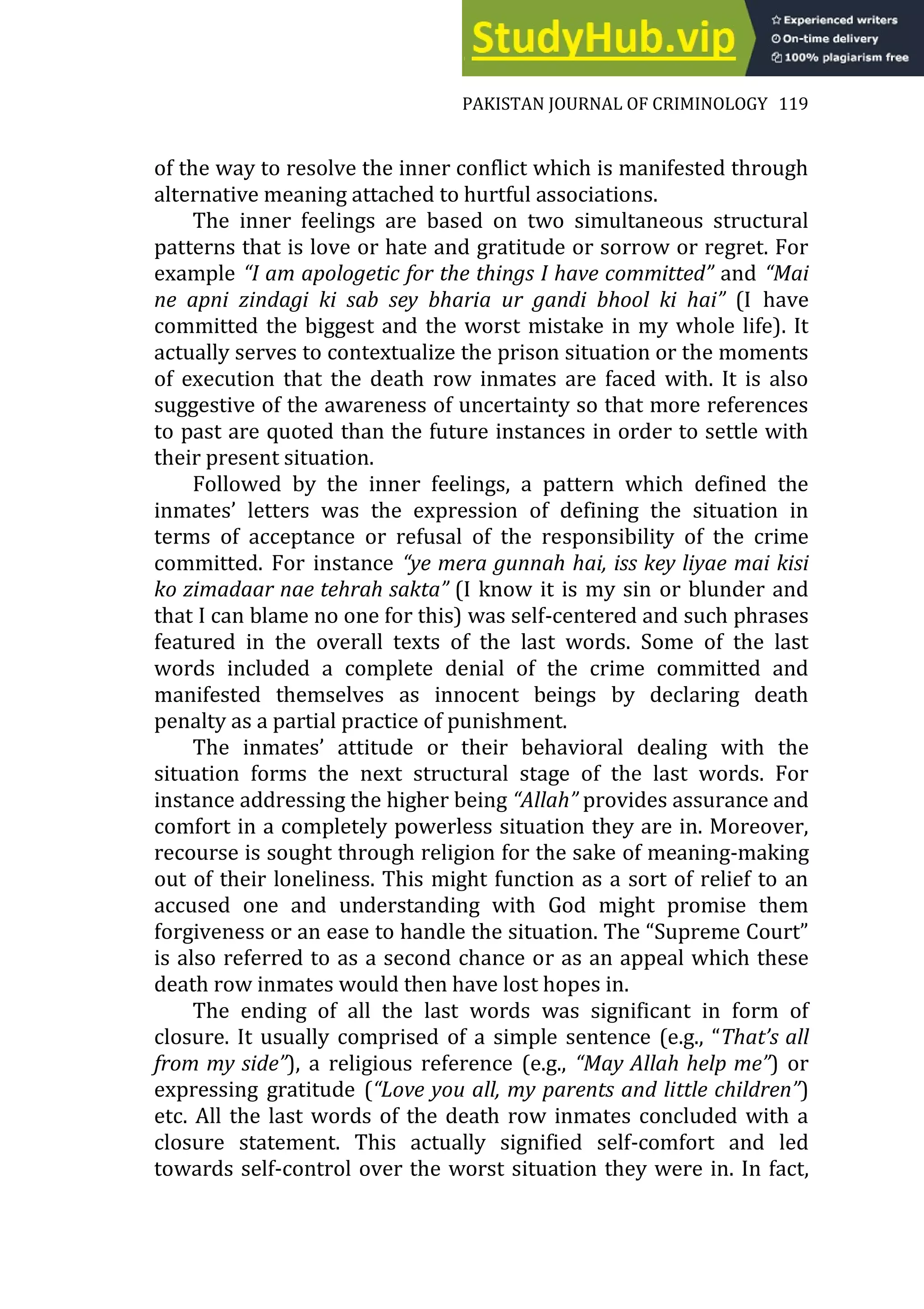 A Phenomenological Analysis Of Death Row Inmates Last Words | PDF