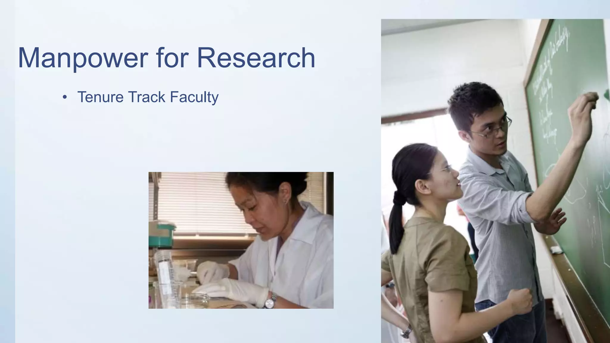 Manpower for Research
• Tenure Track Faculty
 