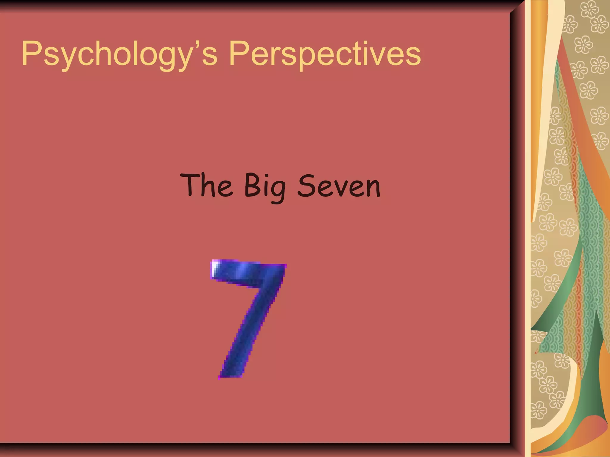 Psychology’s Perspectives The Big Seven 