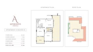 A P A R T M E N T P L A N R O O F P L A N
COVERED AREA
COVERED VERANDA
84.20m²
7.50m²
UNCOVERED VERANDA
COMMON AREA
ROOF TERRACE
42.55m²
12.68m²
151.00m²
TOTAL COV. AREA 91.70m²
A P A R T M E N T 5 9 B L O C K D
Aphrodite
springs
 