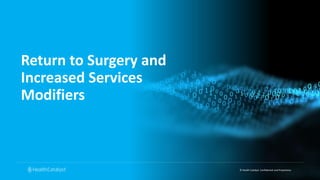 © Health Catalyst. Confidential and Proprietary.
Return to Surgery and
Increased Services
Modifiers
 
