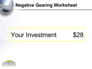 Negative Gearing Worksheet $28 Your Investment 