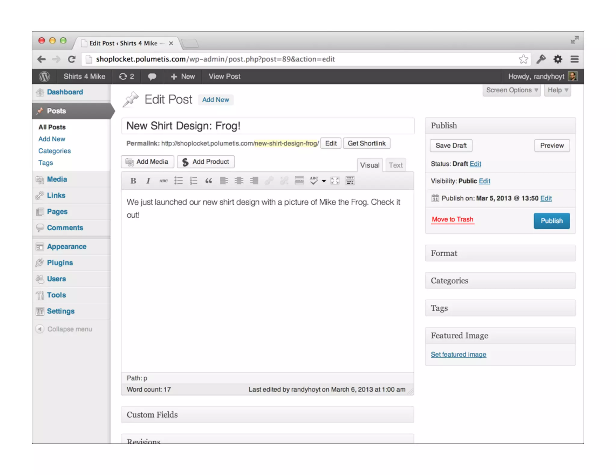 [Screenshot of WordPress]
 