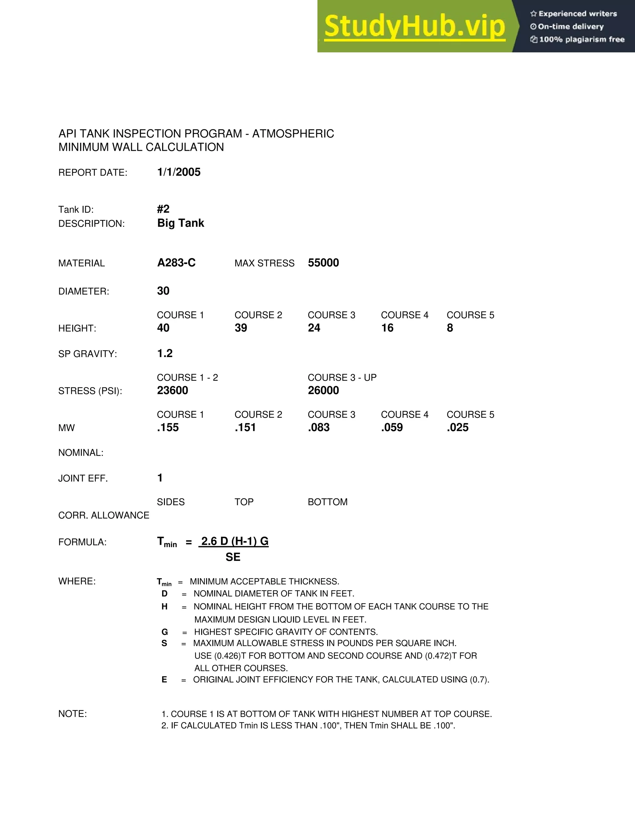 API-653 Tank Inspection Sample Report | PDF