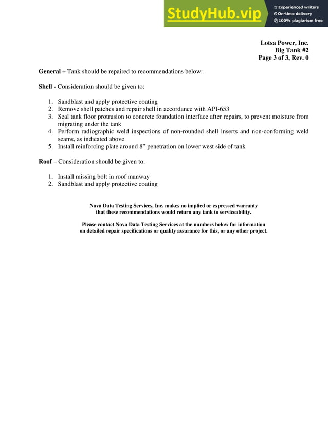 API-653 Tank Inspection Sample Report | PDF | Home Improvement | Home ...