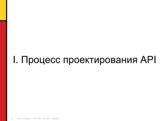 I.  Процесс проектирования  API 