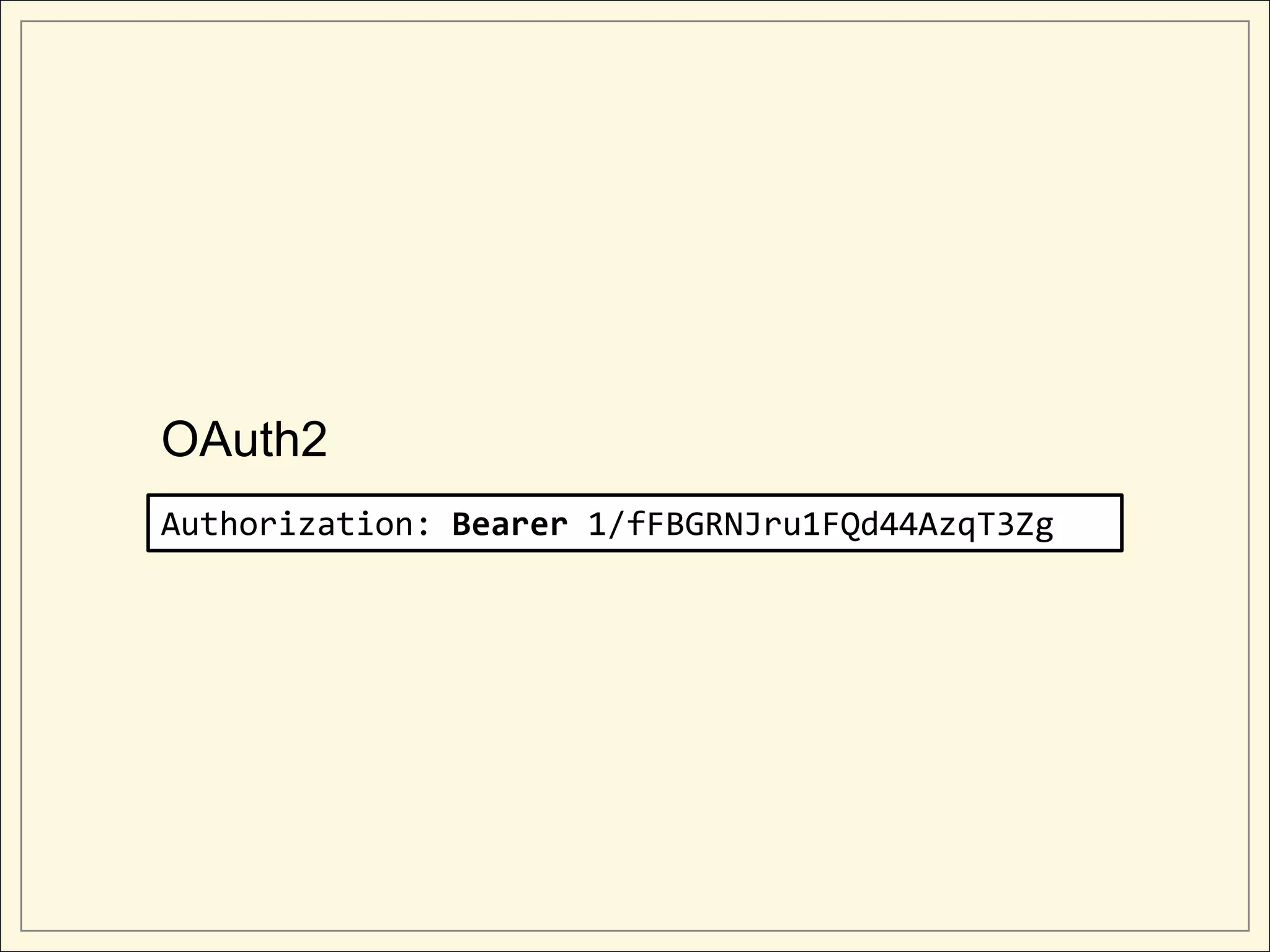 OAuth2
Authorization: Bearer 1/fFBGRNJru1FQd44AzqT3Zg
 