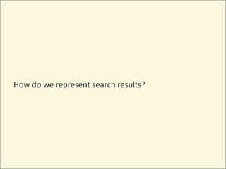 How do we represent search results?
 