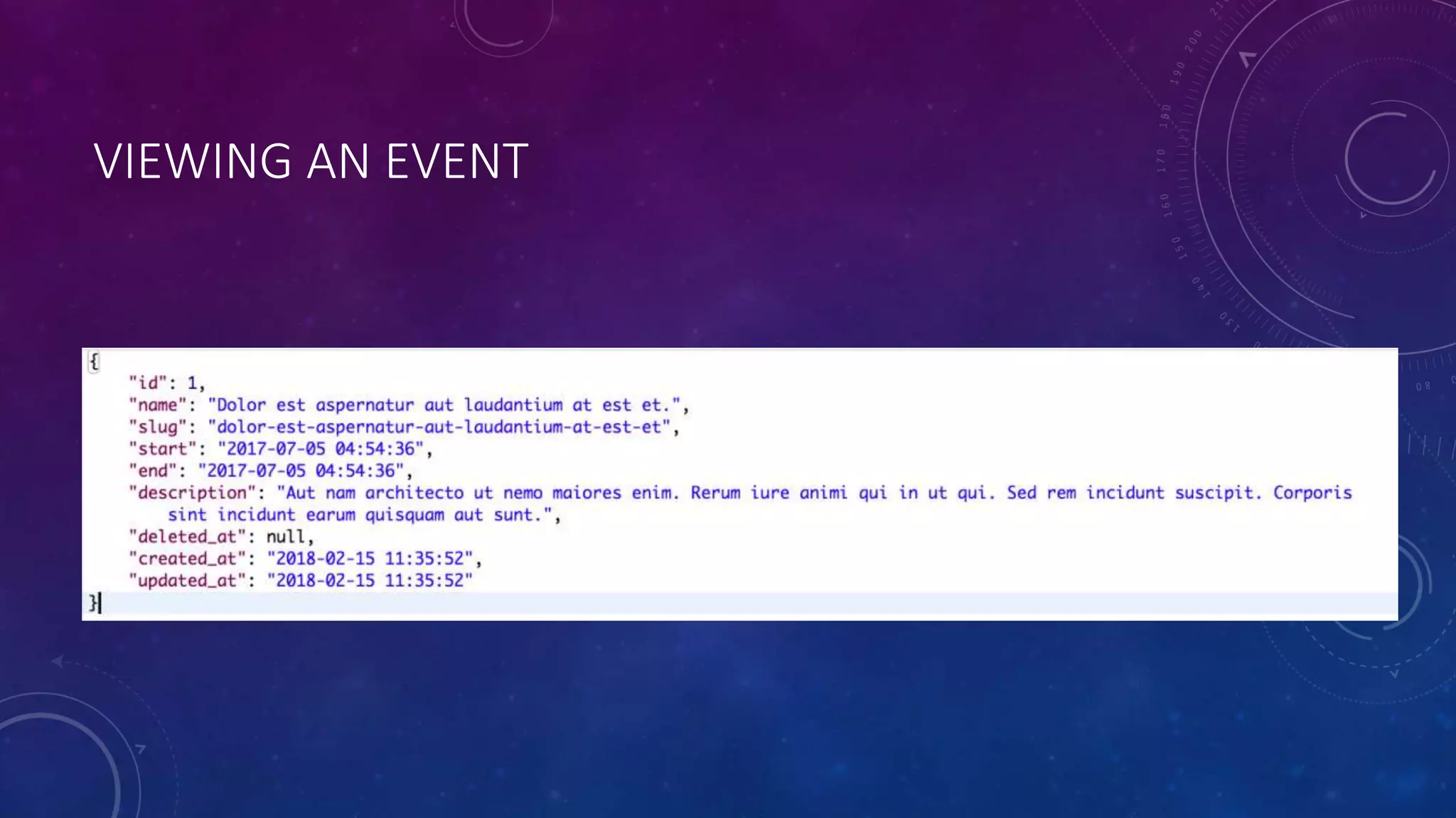 VIEWING AN EVENT
 