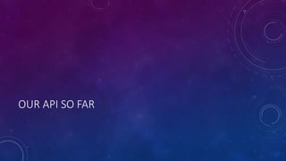 OUR API SO FAR
 