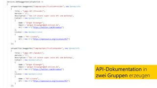 API-Dokumentation in
zwei Gruppen erzeugen
 