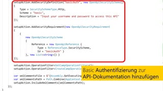 Basic Authentifizierung zur
API-Dokumentation hinzufügen
 
