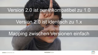 Version 2.0 ist nur inkompatibel zu 1.0
Version 2.0 ist identisch zu 1.x
Mapping zwischen Versionen einfach
 