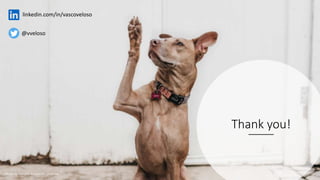 Thank you!
Photo by Camylla Battani on Unsplash
linkedin.com/in/vascoveloso
@vveloso
 