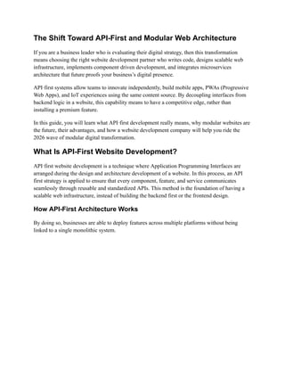 API-First Website Development in 2026: The Future of Modular Web Design ...