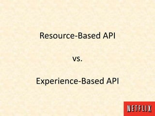Resource-Based API
vs.
Experience-Based API
 