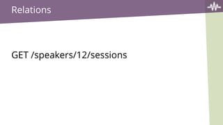 Relations
GET /speakers/12/sessions
 