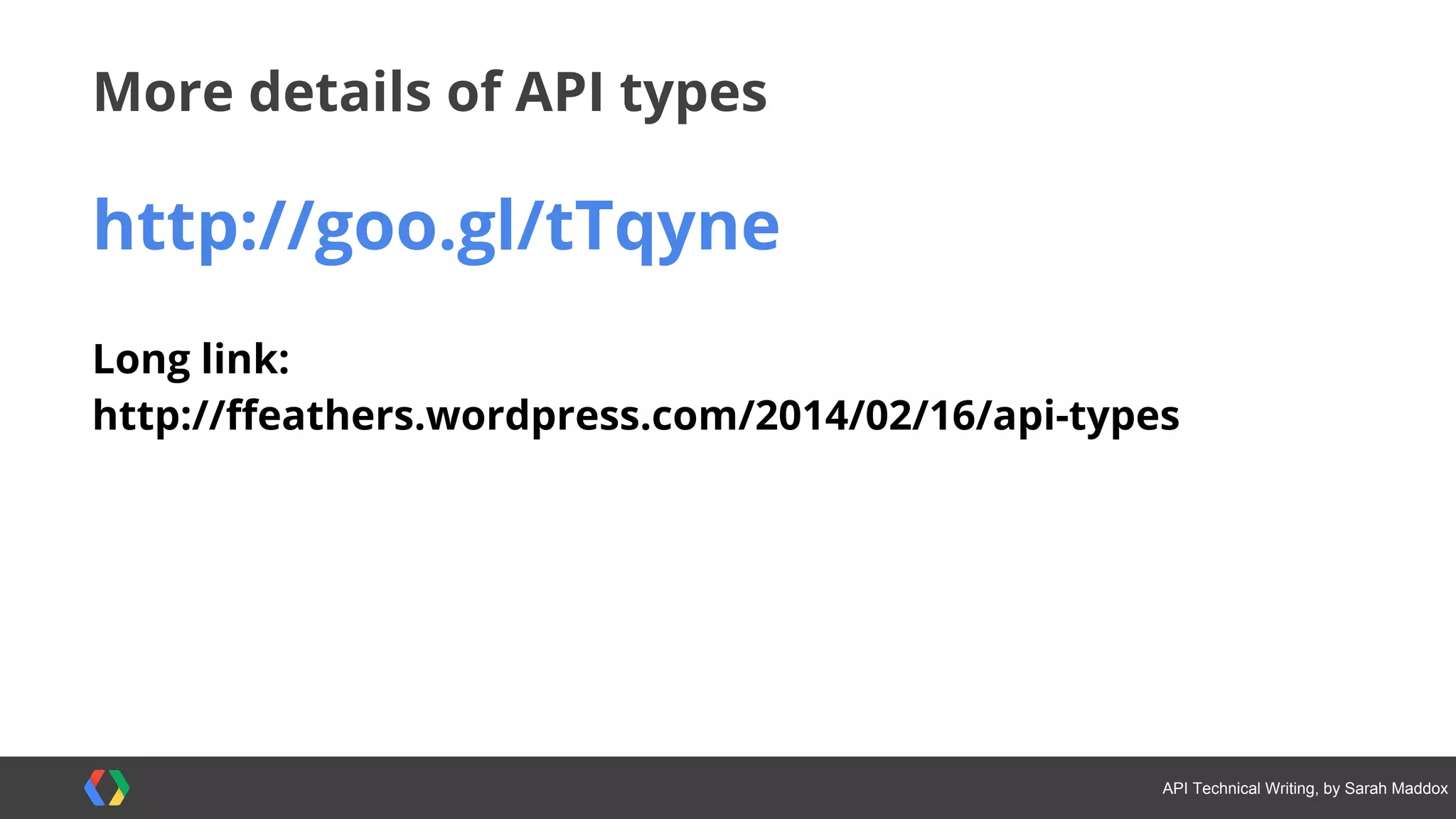 #APItechcomm @sarahmaddox
http://www.flickr.com/photos/31065906@N08/12376039474
 