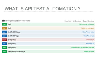 WHAT IS API TEST AUTOMATION ?
 