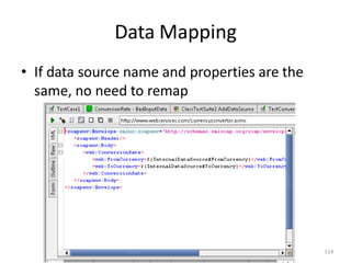Data Mapping
114
• If data source name and properties are the
same, no need to remap
 