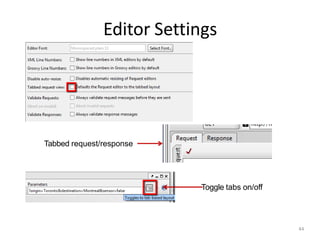 Editor Settings
44
Tabbed request/response
Toggle tabs on/off
 