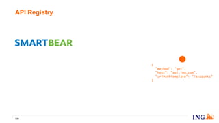 API Registry
139
{
"method": "get",
"host": "api.ing.com",
"urlPathTemplate": "/accounts"
}
 
