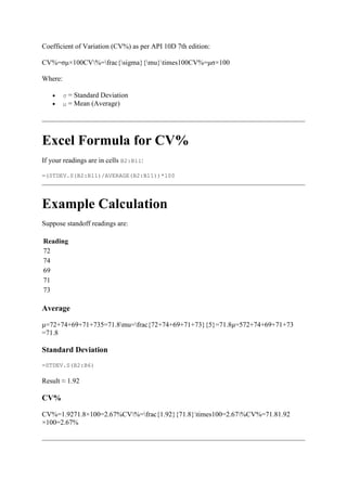 Understanding Coefficient of Variation and Standard Deviation with API ...