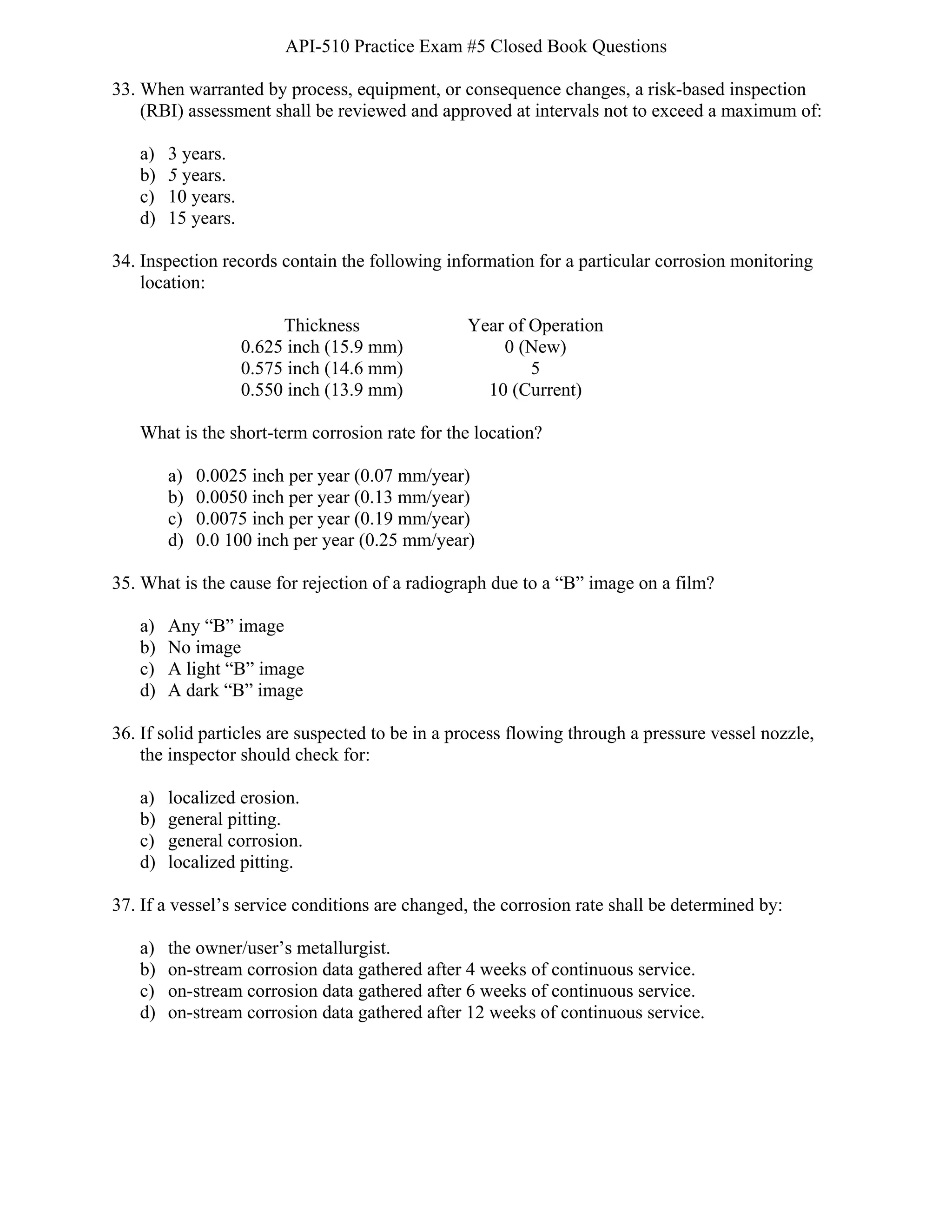 Api 510 Practice Exam