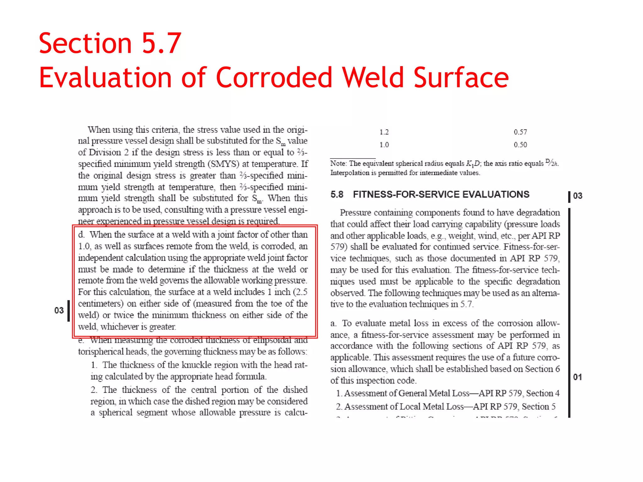 Section 5.7
Evaluation of Corroded Weld Surface
 