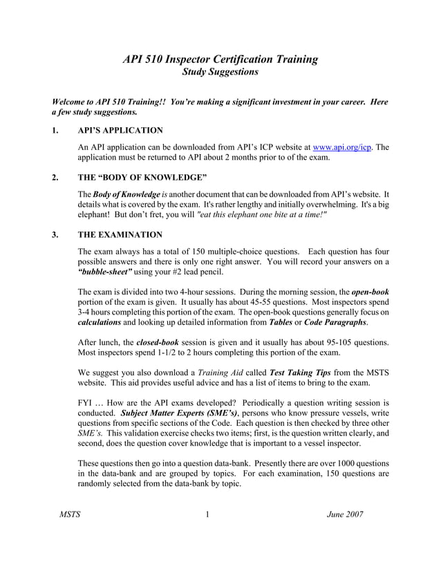 Api 510 study plan PDF