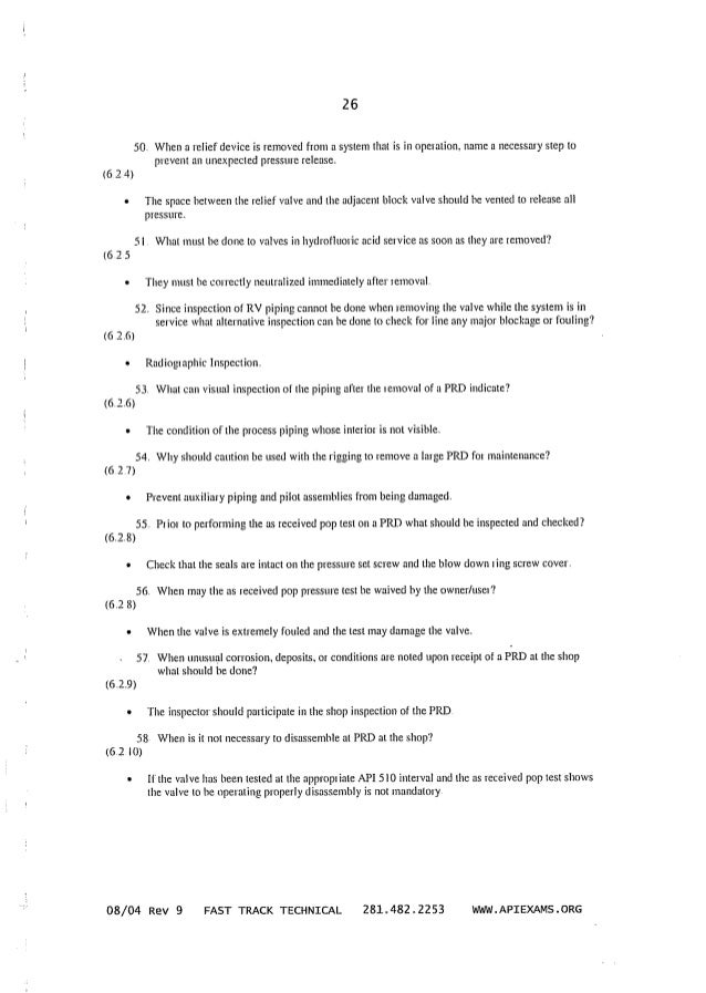 api 510 study questions