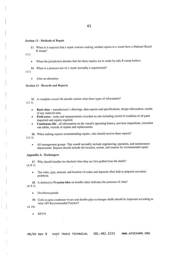 api 510 study questions