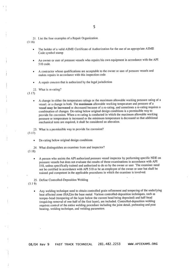 api 510 study questions