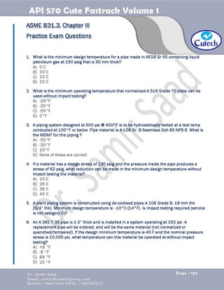 API 570 - Piping Inspector Fastrack- Volume 1-Dr. Samir Saad 
