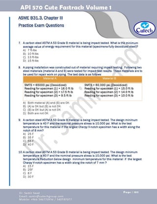 API 570 - Piping Inspector Fastrack- Volume 1-Dr. Samir Saad 