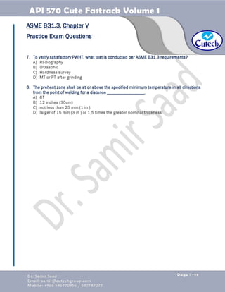 API 570 - Piping Inspector Fastrack- Volume 1-Dr. Samir Saad 