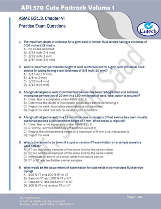 API 570 - Piping Inspector Fastrack- Volume 1-Dr. Samir Saad 