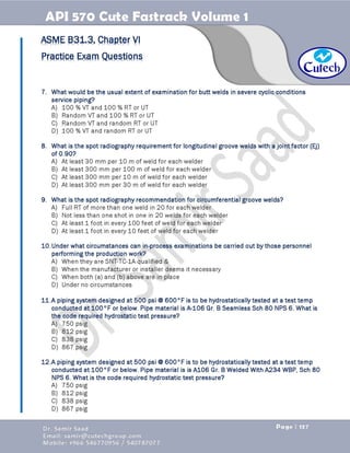 API 570 - Piping Inspector Fastrack- Volume 1-Dr. Samir Saad 