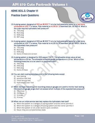 API 570 - Piping Inspector Fastrack- Volume 1-Dr. Samir Saad 