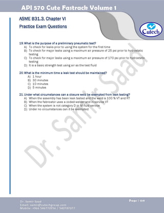 API 570 - Piping Inspector Fastrack- Volume 1-Dr. Samir Saad 